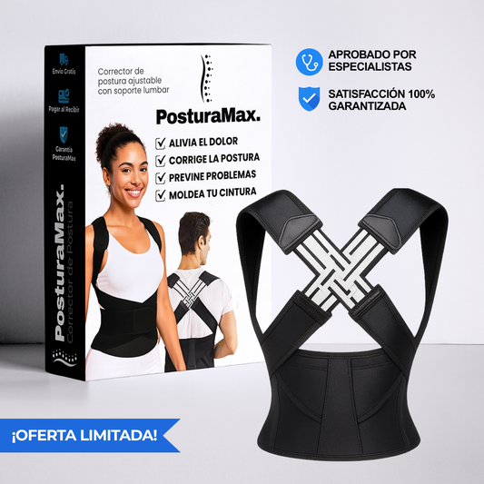 PosturaMax® Despídete del dolor y la joroba desde el primer uso: postura erguida y cintura más definida sin esfuerzo ni molestias