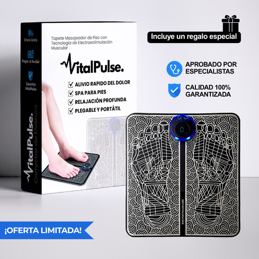 VitalPulse™ Despídete del dolor y la hinchazón desde el primer uso: pies descansados y circulación activada sin esfuerzo ni molestias.